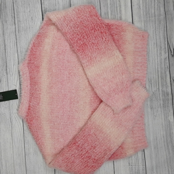 Wild Fable Sweater Spacedye Pink Crew Neck Fuzzy Pullover Cropped Womens Size S - Picture 3 of 5